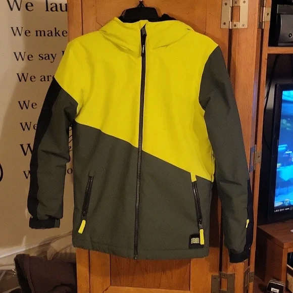 Boys Large 12 Oneill Snow Jacket Lime and Olive - Picture 1 of 9